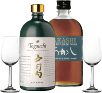 Whisky-duo z Japonska od Akashi a Togouchi – 2x degustačný set vrátane 2 pohárov